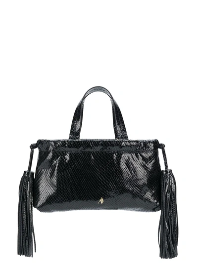 Attico Tassel-embellished Embossed Tote Bag In Black