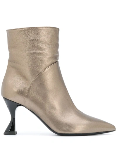 Pollini Metallic Ankle Booties In Gold