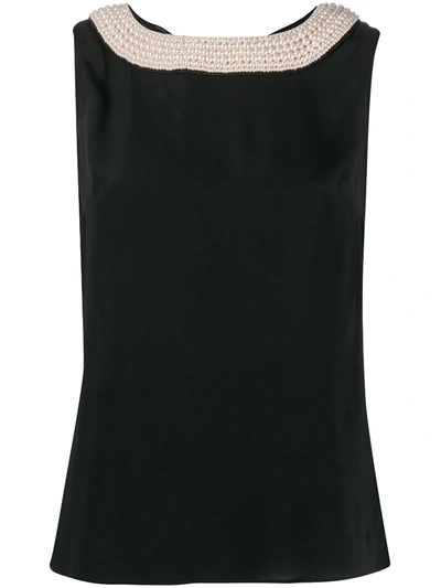 Boutique Moschino Pearl-embellished Duck Blouse In Black