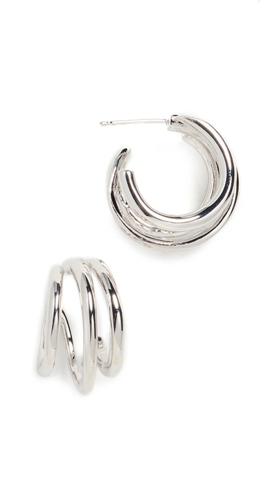 Theia Jewelry Quinn Orbit Half Hoop Earrings In White Gold