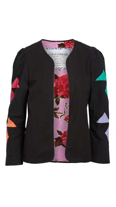 Alix Of Bohemia Edie Rainbow Quilt Jacket In Black Multi