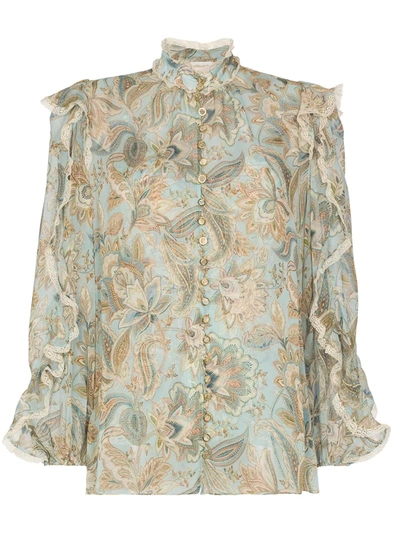 Zimmermann Ladybeetle Paisley Print Blouse In Blue