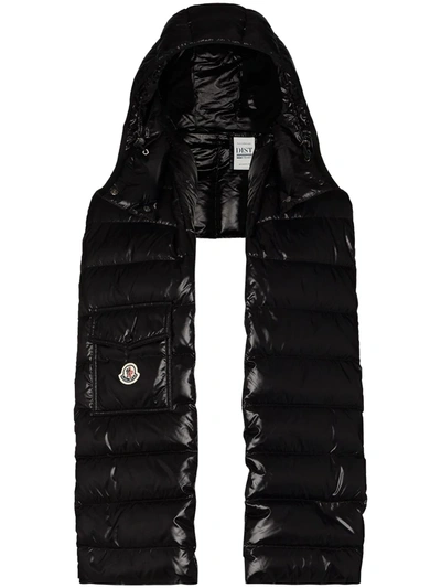 Moncler Padded Hood-detail Scarf In Black