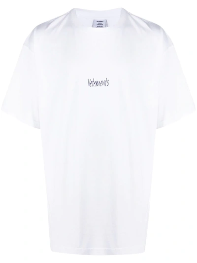 Vetements Logo Embroidered T-shirt In White