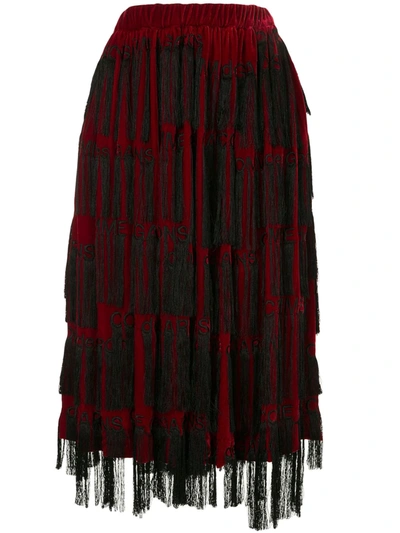 Comme Des Garçons Tassel-embellished Midi Skirt In Red