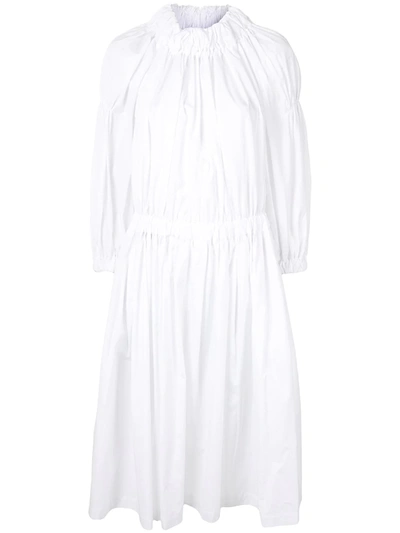 Comme Des Garçons Comme Des Garçons Pleated Midi Dress In White