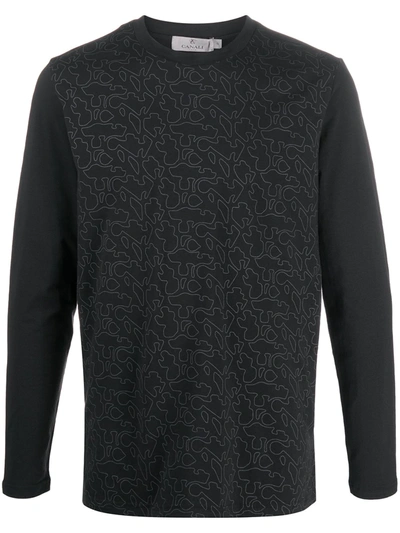 Canali Abstract-print T-shirt In Black