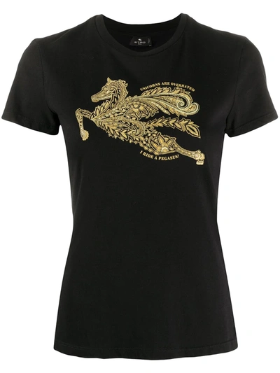 Etro Embroidered Short-sleeve T-shirt In Black