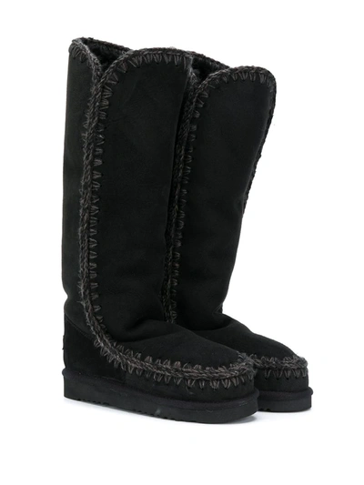 Mou Kids' Knee-high Suede Boots In Black
