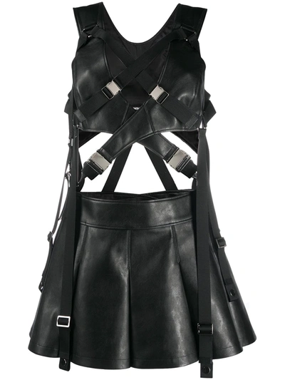 Junya Watanabe Faux-leather Mini Dress In Black