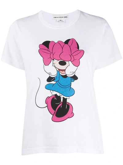 Comme Des Garcons Girl Minnie Mouse-print Cotton T-shirt In White