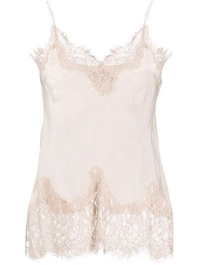 Gold Hawk Lace-embellished Slip Top In Neutrals