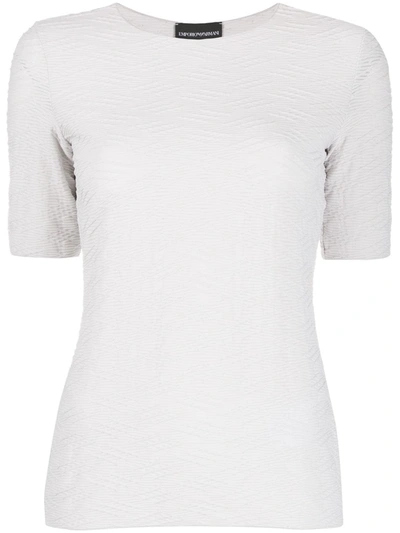 Emporio Armani Textured-pattern T-shirt In Grey