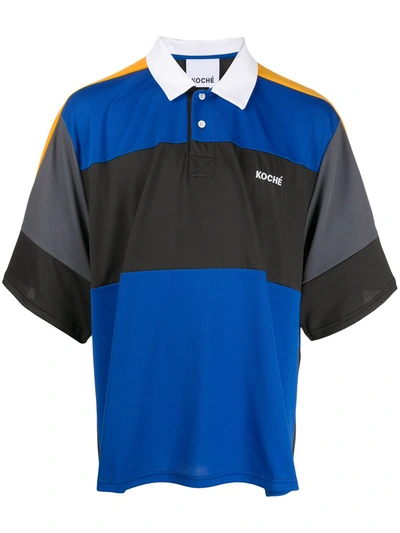 Koché Logo Colour-block Polo Shirt In Blue