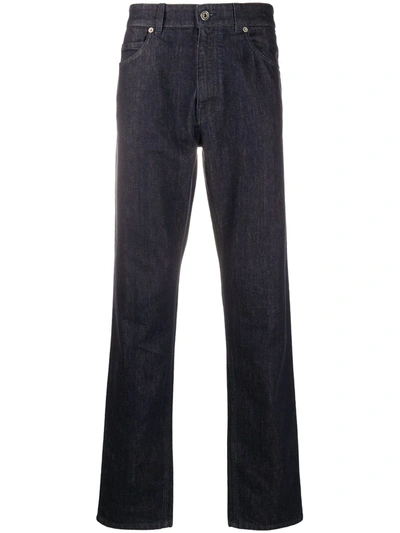 Ferragamo Dark Wash Straight Leg Jeans In Blue