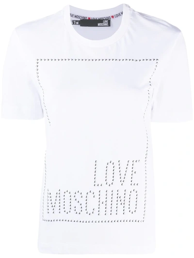 Love Moschino Logo Studded T-shirt In White