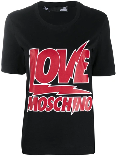 Love Moschino Logo Print T-shirt In Black