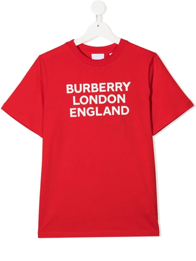 Burberry Teen Logo Print T-shirt In Red