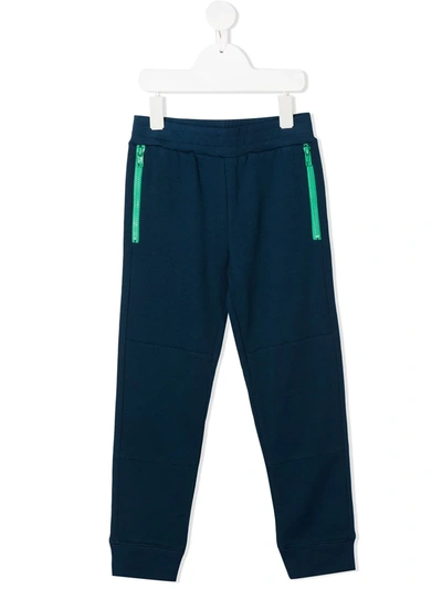 Stella Mccartney Kids' Contrast-zip Track Trousers In Blue