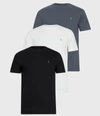 Allsaints Men's Brace Tonic 3 Pack T-shirts In Black/white/blue