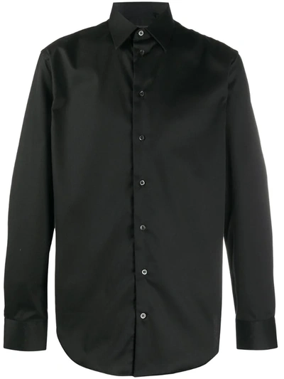 Emporio Armani Basic Shirt Made Of Silk Blend In Black
