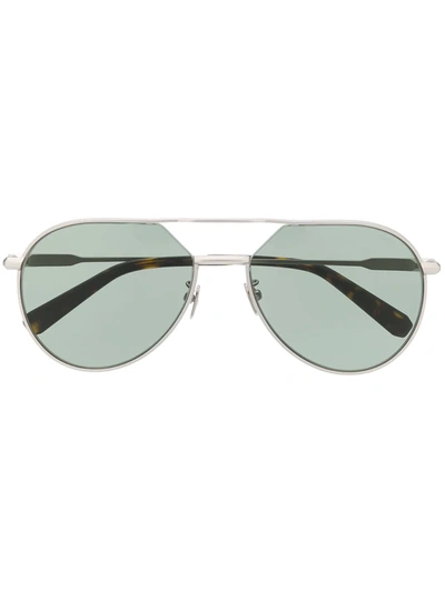 Brioni Double Nose Bridge Sunglasses In Silver