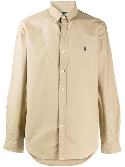 Ralph Lauren Embroidered Logo Cotton Shirt In Neutrals