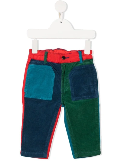 Stella Mccartney Babies' Color Block Stretch Corduroy Pants In Blue