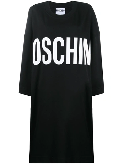 Moschino Logo Print Oversized Dress In Black