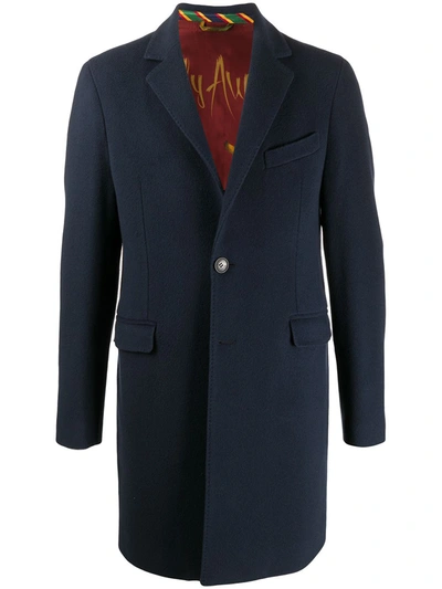 Etro Single-breasted Fitted Coat In Blue