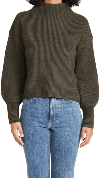 A.l.c Helena Ribbed Wool & Cashmere-blend Mockneck Sweater In Dusty Olive