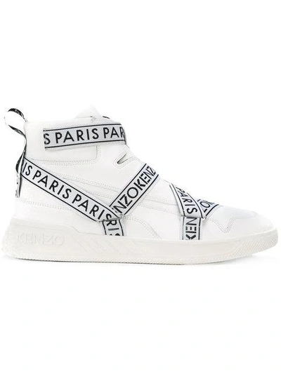 Kenzo White Leather Coby Hightop Sneakers