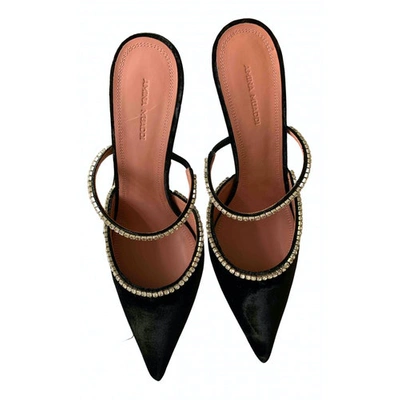 Pre-owned Amina Muaddi Gilda Black Suede Sandals