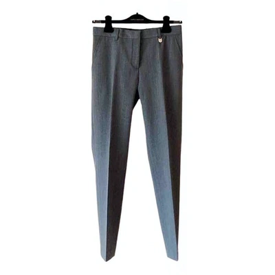 Pre-owned Aquascutum Slim Trousers In Grey