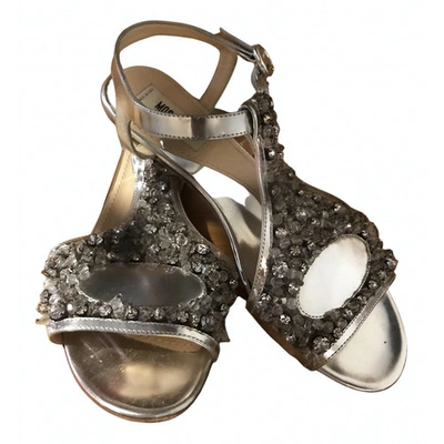 Pre-owned Moschino Glitter Sandals In Silver