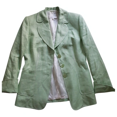 Pre-owned Escada Linen Suit Jacket In Green