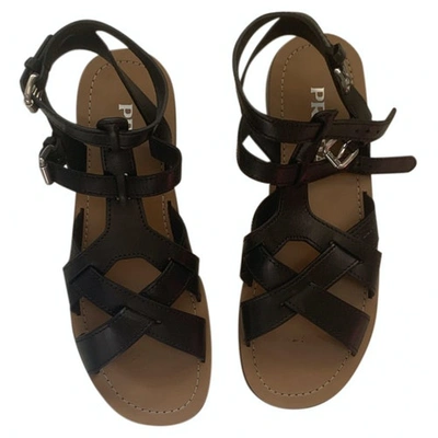 Pre-owned Prada Leather Sandals In Black