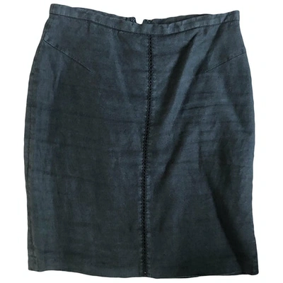 Pre-owned Max Mara Linen Mid-length Skirt In Black