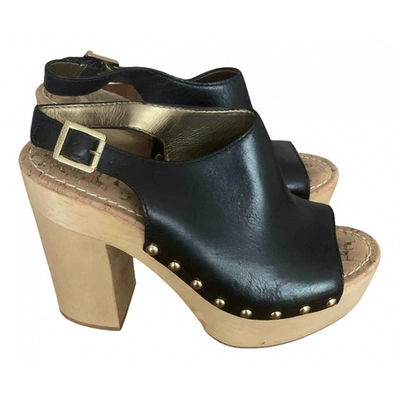 Pre-owned Sam Edelman Leather Mules & Clogs In Black