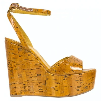 Pre-owned Sergio Rossi Leather Sandals In Camel