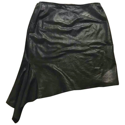 Pre-owned Roberto Cavalli Leather Mid-length Skirt In Black