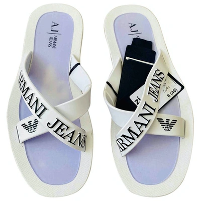 Pre-owned Armani Jeans White Rubber Sandals