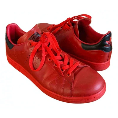 Pre-owned Adidas Originals Stan Smith Red Leather Trainers