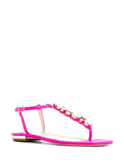 Sophia Webster Ritzy Crystal-embellished Leather Sandals In Neon Fuchsia