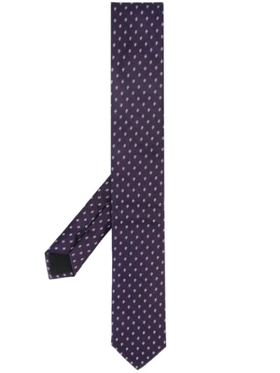 Hugo Boss Geometric Jacquard Silk Tie In Purple