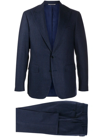 Canali Pinstripe Forma Suit In Blue