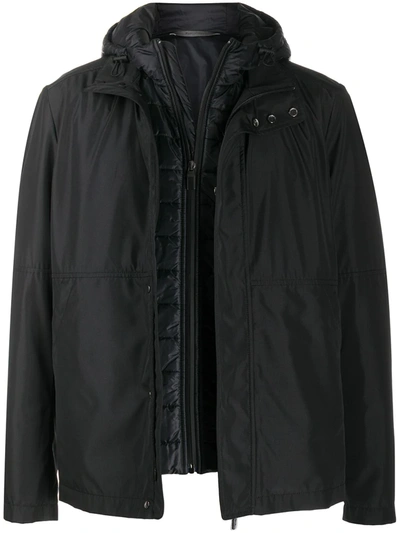 Canali Hooded Light Jacket In Black