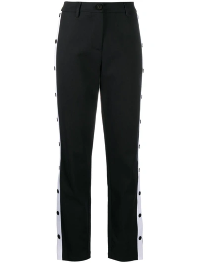 Love Moschino Snap-detailed Cotton-blend Straight-leg Trousers In Black