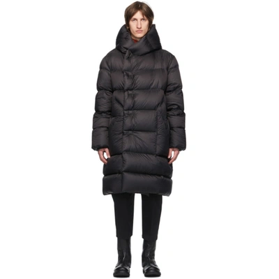 Rick Owens Wrap-front Hooded Quilted Down Coat In Black