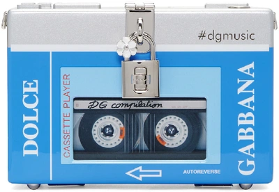 Dolce & Gabbana Blue & Silver Walkman Box Clutch In Multi
